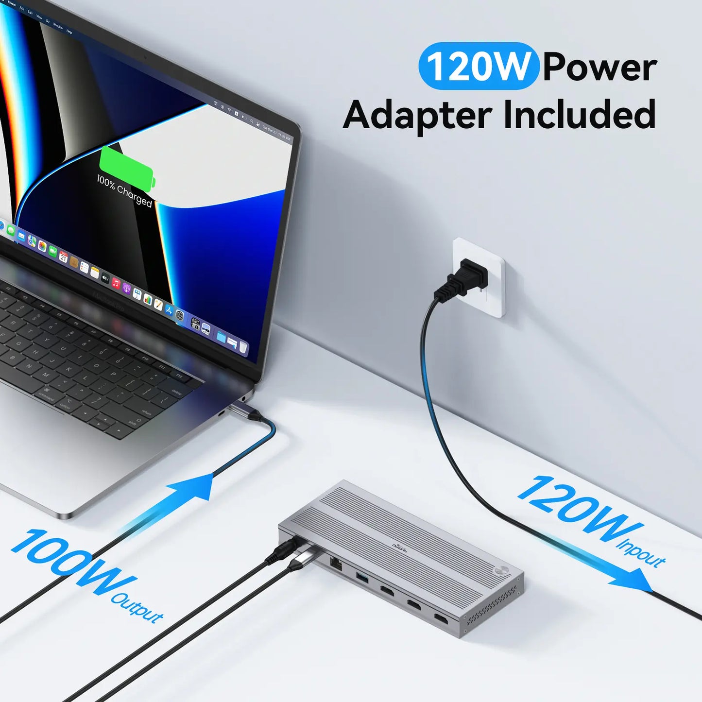 DSC013 Dispalylink Docking Station 3 Moniors with 120W Power Adapter for Windows & Mac