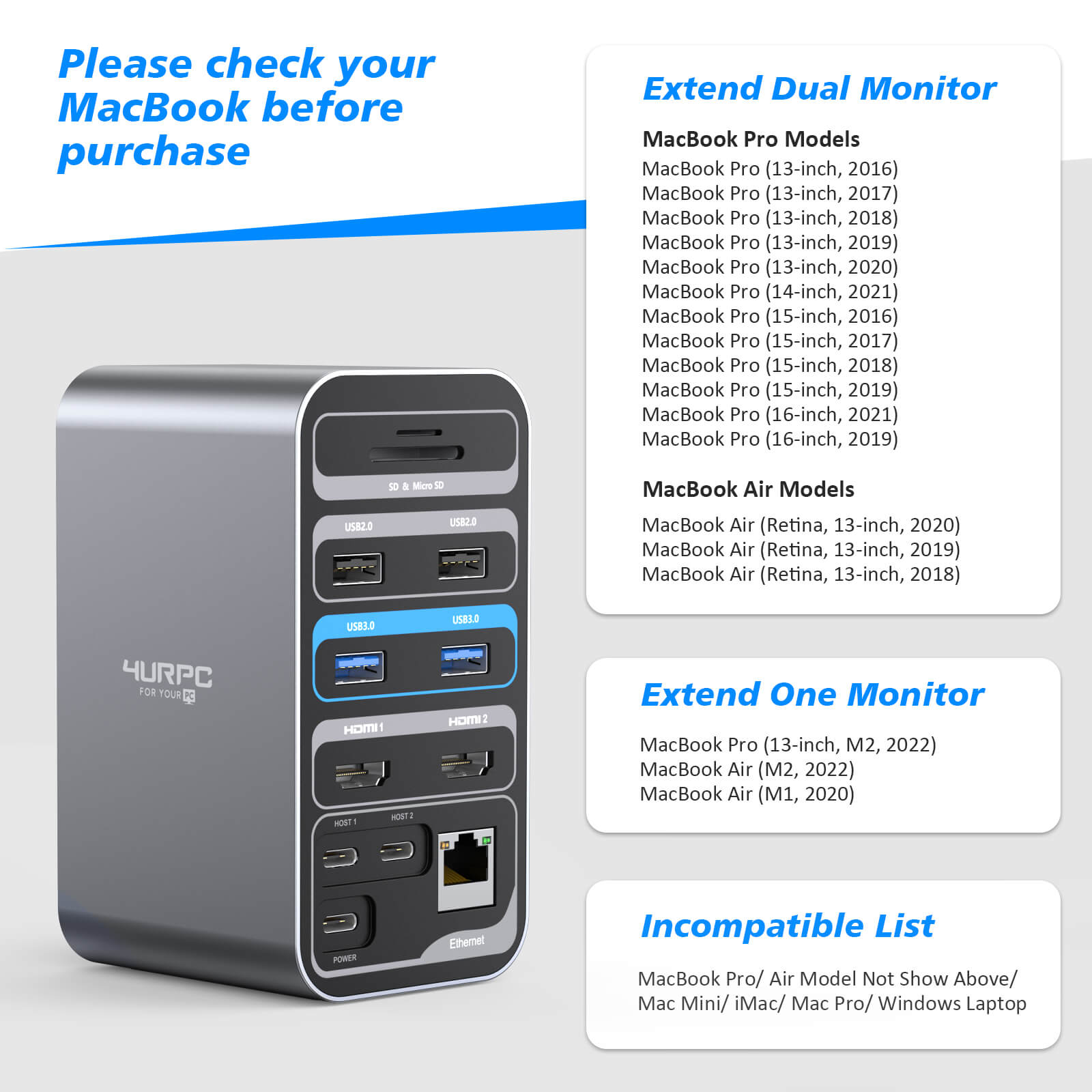 15 in 1 Docking Station Dual cheapest Monitor for MacBook Pro and Windows